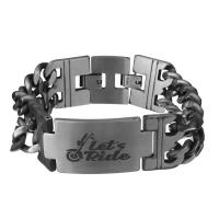 Stainless Steel Bracelet, black ionic, curb chain & for man & 10.5mm Approx 9 Inch 