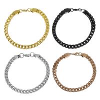Stainless Steel Chain Bracelets, plated, Unisex & curb chain 6.5mm Approx 8.5 Inch 