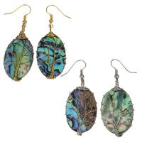 Brass Drop Earring, with Abalone Shell, plated, for woman 58mm 