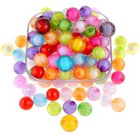 collier en perle acrylique , Rond, moulage par injection, facettes & perle dans une perle, plus de couleurs à choisir, 8mm Environ 2mm, Environ Vendu par sac
