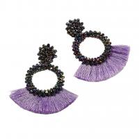 Zinc Alloy Drop Earring, with Cotton Thread & Seedbead, plated, handmade & for woman 