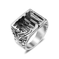 Titanium Steel Finger Ring, polished, fashion jewelry & Unisex & blacken, 17.2mmx19.7mmx4.9mm 