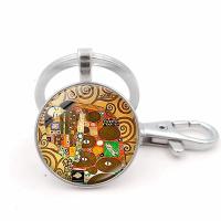 Zinc Alloy Key Clasp, with Glass Gemstone, silver color plated, time gem jewelry & Unisex 25mm 