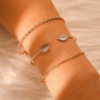 Zinc Alloy Cuff Bangle, gold color plated, three pieces & fashion jewelry & for woman 