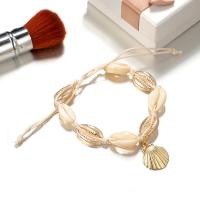 Zinc Alloy Anklet, with Cotton Cord & Shell, plated, fashion jewelry & for woman 