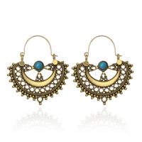 Turquoise Zinc Alloy Earring, with turquoise, plated, fashion jewelry & for woman 45*49mm 