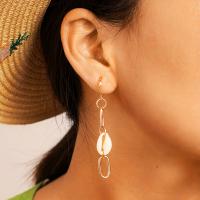 Zinc Alloy Drop Earring, with Shell, gold color plated, fashion jewelry & for woman, 10*65mm 