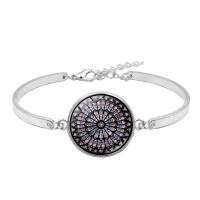 Zinc Alloy Bracelet, with Glass, plated, time gem jewelry & Unisex 