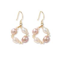 Boucles d'oreilles d'eau douce de Perle , laiton, avec perle d'eau douce cultivée, bijoux de mode & pour femme, doré Vendu par paire