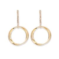 Cubic Zirconia Micro Pave Brass Earring, Donut, fashion jewelry & micro pave cubic zirconia & for woman, golden 