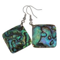 Brass Drop Earring, with Abalone Shell, silver color plated, for woman, 55mm 