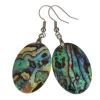 Brass Drop Earring, with Abalone Shell, silver color plated, for woman, 53mm 