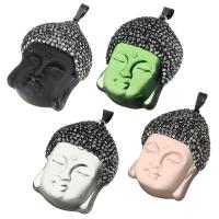 Стеклянные латунь подвески, Стеклянный, с клей & Латунь, Будда, черный покрытием, Много цветов для выбора отверстие:Приблизительно продается PC