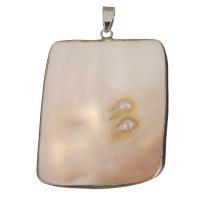 Brass Jewelry Pendants, with White Shell, silver color plated Approx 