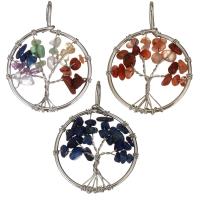 Gemstone Brass Pendants, with Gemstone, silver color plated Approx 