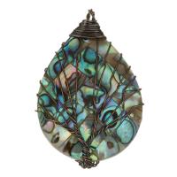 Brass Jewelry Pendants, with Abalone Shell, antique copper color plated Approx 4mm 