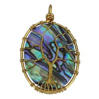 Brass Jewelry Pendants, with Abalone Shell, gold color plated Approx 