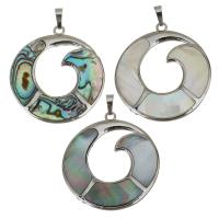 Brass Jewelry Pendants, with Black Shell & White Shell & Abalone Shell, silver color plated Approx 