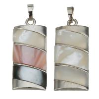 Brass Jewelry Pendants, with Black Shell & Pink Shell & White Shell, silver color plated Approx 