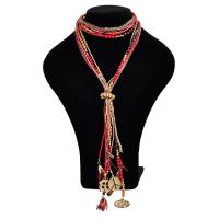 Zinc Alloy Sweater Chain Necklace, with Seedbead & Cotton Cord, Tassel, plated, random style & for woman, mixed colors, 250mm Approx 31.4 Inch 