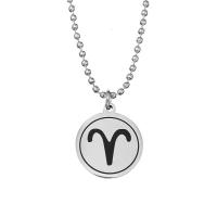 Stainless Steel Sweater Chain Necklace, 12 Signs of the Zodiac, platinum color plated, Unisex & ball chain 22mm Approx 23.63 Inch 