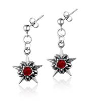 Titanium Steel Drop Earring, anoint, punk style & for woman & with rhinestone, 19.5mmx16.4mm 