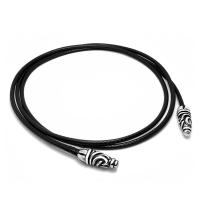 титан цепочка для ожерелья, с Вощеная хлопок шнур, ювелирные изделия моды & Мужская & разный размер для выбора, черный, продается PC