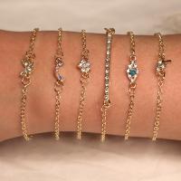 alliage de zinc Set de bracelet, Placage de couleur d'or, 6 pièces & bijoux de mode & pour femme & avec strass, Vendu par fixé