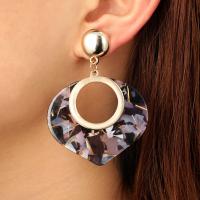 Acrylic Drop Earring, with Zinc Alloy, stainless steel post pin, plated, for woman 47*64mm 