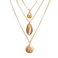 Rhinestone Zinc Alloy Necklace, gold color plated, three layers & for woman & with rhinestone 