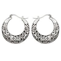 Zinc Alloy Drop Earring, plated, fashion jewelry & for woman & hollow, silver color, 30*32mm 