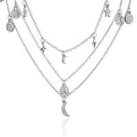 Rhinestone Zinc Alloy Necklace, plated, three layers & fashion jewelry & for woman & with rhinestone 