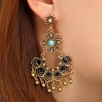 Turquoise Zinc Alloy Earring, with turquoise, plated, for woman & enamel & with rhinestone 40*75mm 