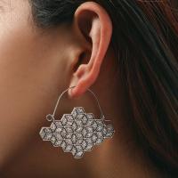 Zinc Alloy Drop Earring, plated, fashion jewelry & for woman, silver color, 53*45mm 