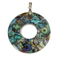 Abalone Shell Pendants, with Brass, Donut, silver color plated Approx 4mm 