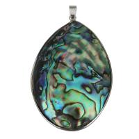 Brass Shell Pendants, with Abalone Shell, silver color plated, double-sided Approx 