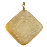 Brass Shell Pendants, with Yellow Shell, Rhombus, gold color plated Approx 4mm 