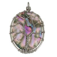 Brass Shell Pendants, with Abalone Shell, silver color plated Approx 