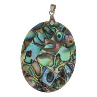 Brass Shell Pendants, with Abalone Shell, silver color plated Approx 4mm 