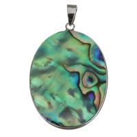 Brass Shell Pendants, with Abalone Shell, silver color plated Approx 