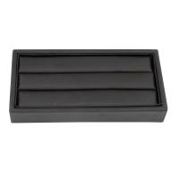 Multifunctional Jewelry Box, Cardboard, with Velveteen, Rectangle, black 