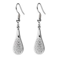 Titanium Steel Drop Earring, plated, fashion jewelry & for woman & with rhinestone 