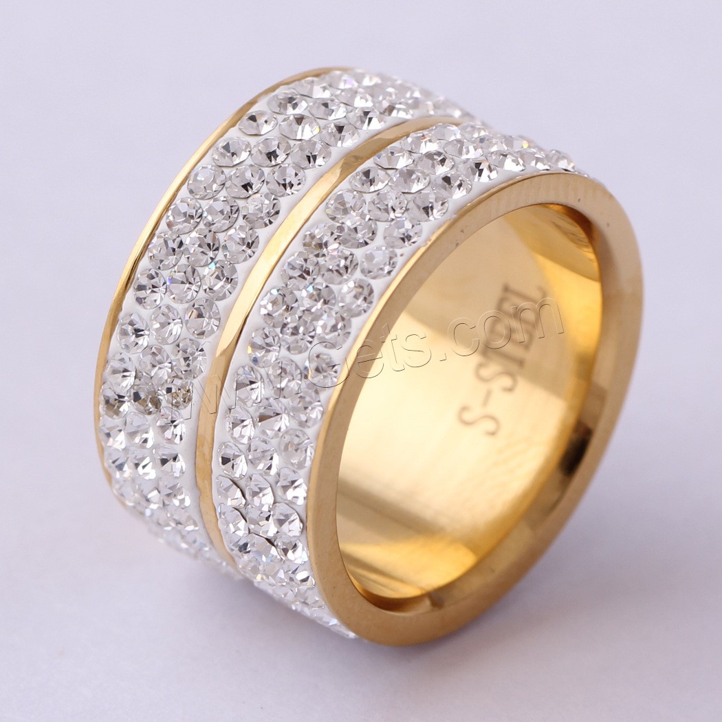 Нержавеющая сталь Rhinestone палец кольцо, нержавеющая сталь, с клей, Другое покрытие, Мужская & разный размер для выбора, Много цветов для выбора, 12mm, размер:5.5-12, продается PC