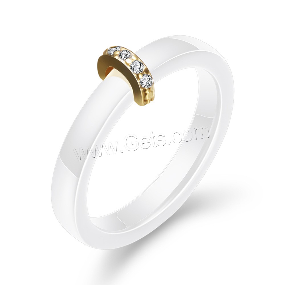 Porcelana anillo, diverso tamaño para la opción & micro arcilla de zirconia cúbica & para mujer, más colores para la opción, 21mm, 2.3mm, tamaño:6-10, Vendido por UD