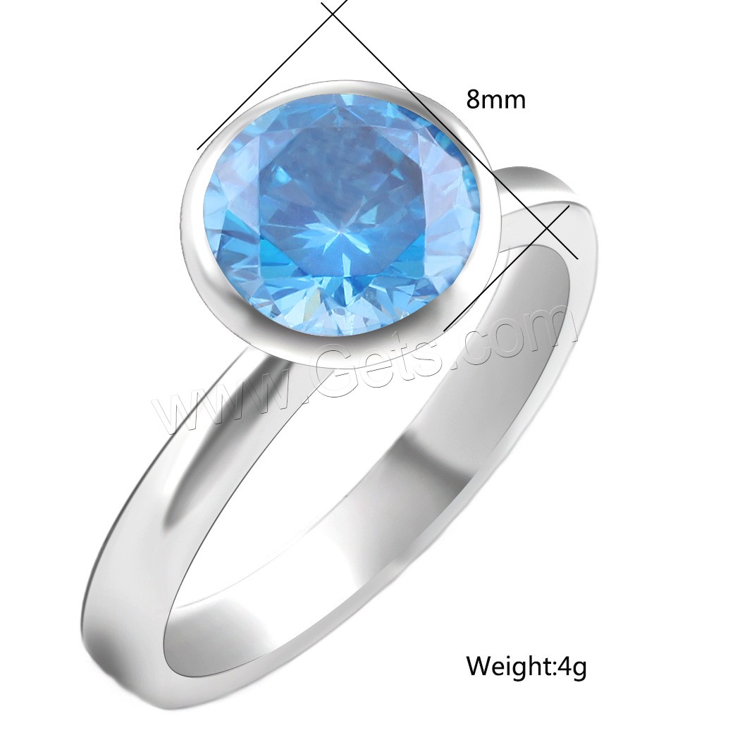 Titanium Steel Finger Ring, different size for choice & for woman & with cubic zirconia, more colors for choice, 8mm, US Ring Size:6-10, Sold By PC