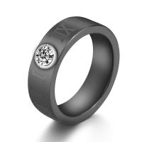 Porcelana anillo, con número romano & unisexo & diverso tamaño para la opción & con circonia cúbica, más colores para la opción, 6mm, tamaño:6-10, Vendido por UD