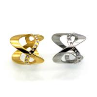 Нержавеющая сталь Rhinestone палец кольцо, Нержавеющая сталь 316, Другое покрытие, разный размер для выбора & Женский & со стразами, Много цветов для выбора, 23mm, размер:6-9, продается PC
