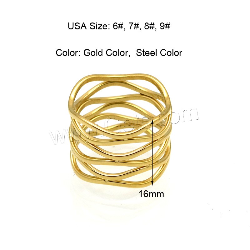 Stainless Steel Finger Ring, 316L Stainless Steel, plated, Unisex & different size for choice & hollow, more colors for choice, 16mm, US Ring Size:6-9, Sold By PC