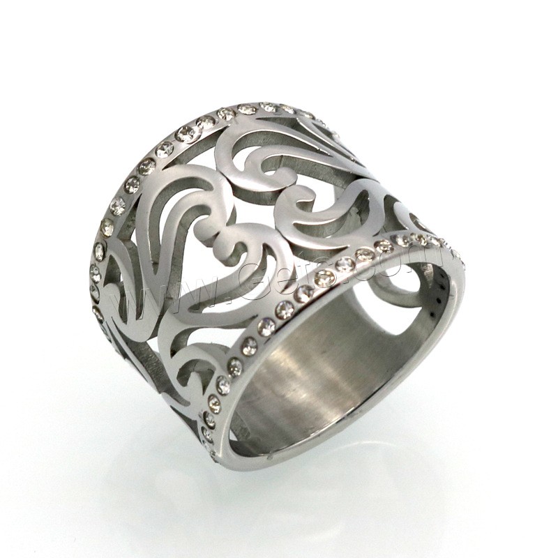 Нержавеющая сталь Rhinestone палец кольцо, Нержавеющая сталь 316, Другое покрытие, Мужская & разный размер для выбора & со стразами & отверстие, Много цветов для выбора, 17mm, размер:6-9, продается PC