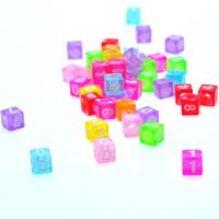 Acrylic Jewelry Beads, Square, injection moulding, random style, mixed colors Approx 3.5mm, Approx 
